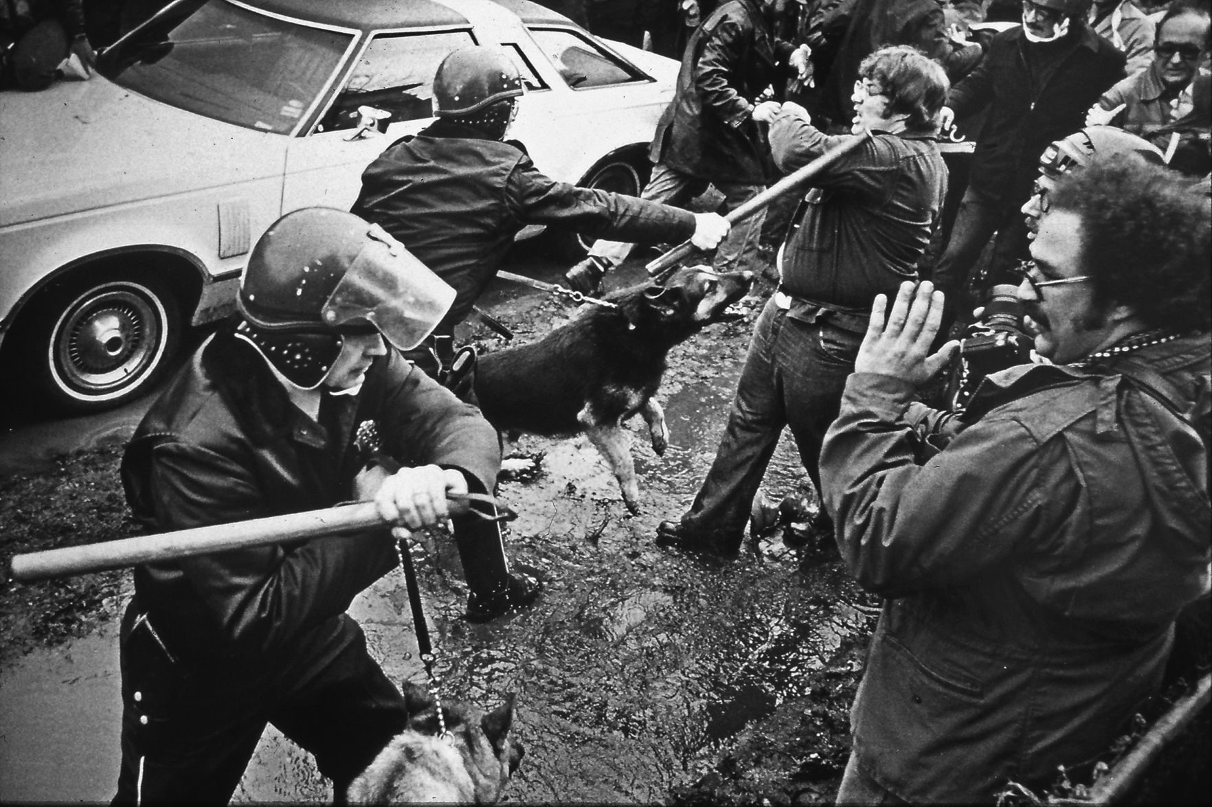 Counter demonstrators go after Nazi party rally